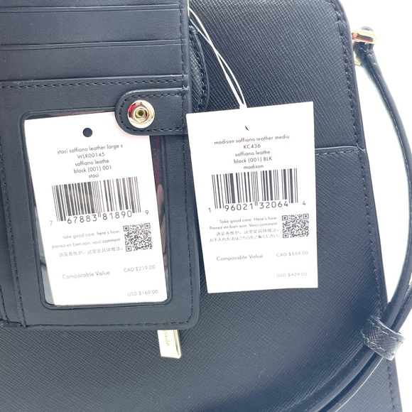 Kate Spade Madison Medium Satchel Crossbody Bag & Slim Bifold Wallet Black - Picture 11 of 11